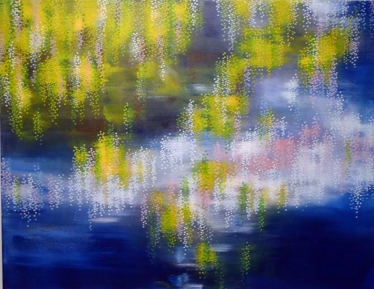 Hosook Kang, Pond, 2014, acrylic on canvas, 134.6 x 175.3 cm (53 x 69 inches)
