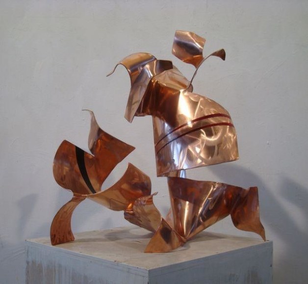 Autotunage, 2011, red copper, industrial paint, 24"H x 22 1/2"L x 19 3/4"W