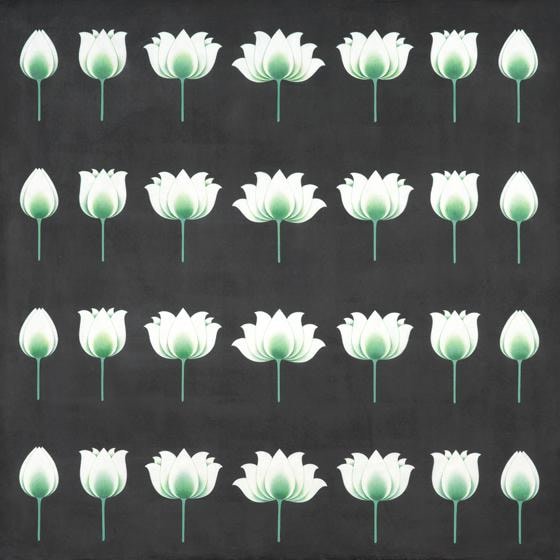 , Breathe, 2015, stone pigment and Arabic gum on handmade Sanganer paper, 36 x 36 inches/91.4 x 91.4 cm