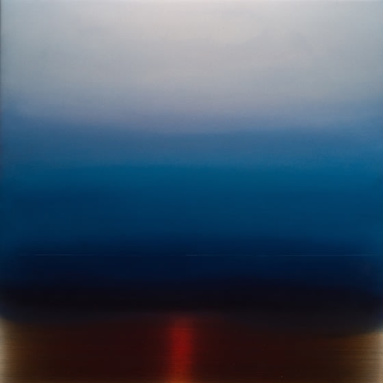 Miya Ando, Kasumi Mist 3, 2017, dye, pigment, resin and urethane on aluminum, 36 x 36 inches/91 x 91 cm