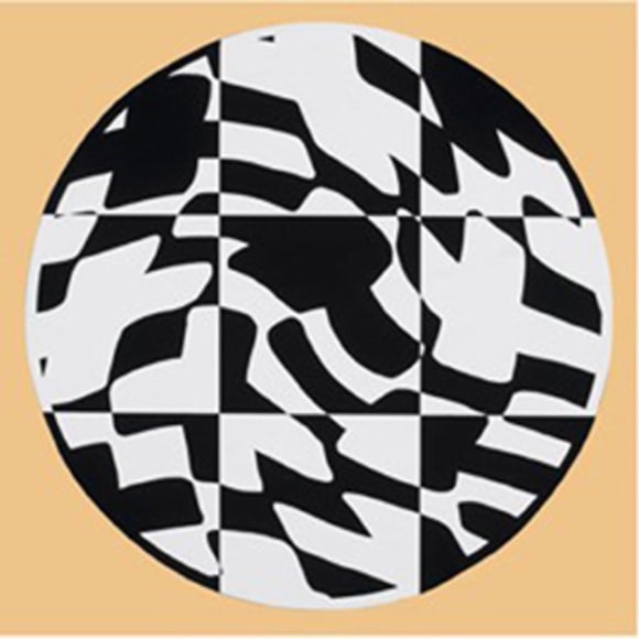 Jean-Pierre Maury,  MDF 2008021, T., white and black , acrylic on MDF (high density chipboard), 43&quot; diameter