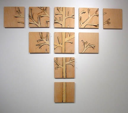 Susan Weil, Wooden Tree, 2005, Wood veneer on wood, 56 x 70"