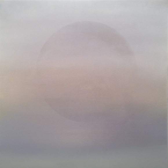 Miya Ando, Oborozuki (A Moon Obscured by Clouds) 1.20.40.40.1.M.1.2.3.7924.G.1, 2019, 24k gold, pigment, resin and urethane on aluminum, 101.6 x 101.6 cm (40 x 40 inches)