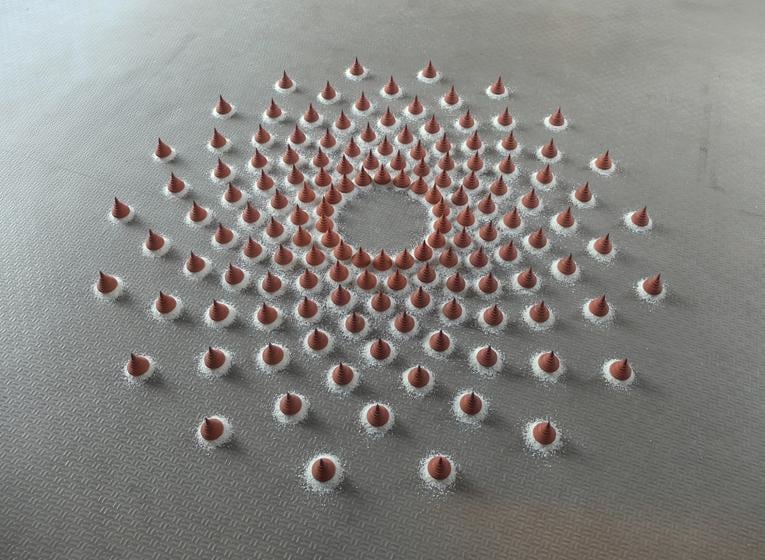 , Albert Yonathan Setyawan, Mandala Study #5, 2015, terracotta and white marble sand installation, approximately 118.1 x 118.1 x 3.9 inches/300 x 300 x 10 cm