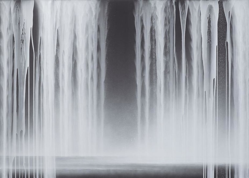 Hiroshi Senju, Falling Water, 2013, Acrylic and fluorescent pigments on Japanese mulberry paper, 63 13/16 x 89 1/2 inches &copy; 2013 Hiroshi Senju