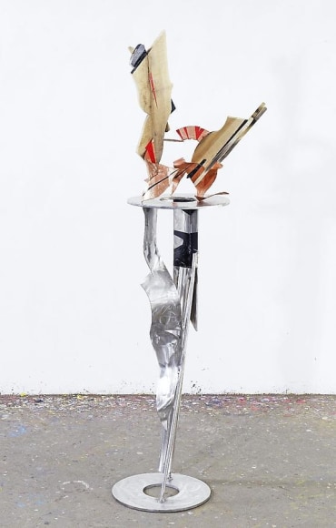 The Radiance, 2011, red copper, stainless steel, wood, industrial paint, 72 3/4"H x 20 1/2"L x 18 3/8"W