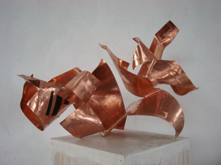 Introbra, 2011, red copper, industrial paint, 23 5/8"H x 31 1/2"L x 23 5/8"W
