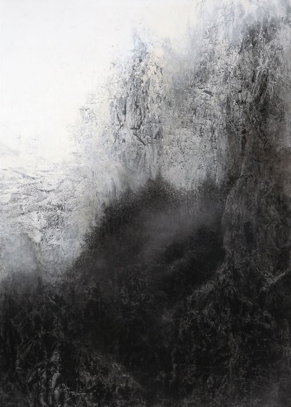 Cliff, 2012, natural and acrylic pigment on Japanese mulberry paper, 89.5 x 63.8 inches