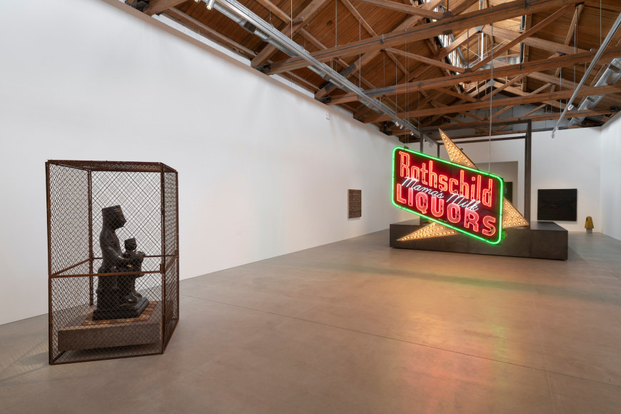 Installation view of Theaster Gates: Every Square Needs a Circle, 2019, Gray Warehouse, Chicago. 