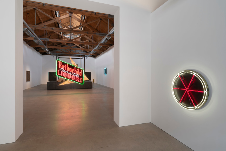 Installation view of Theaster Gates: Every Square Needs a Circle, 2019, Gray Warehouse, Chicago. 