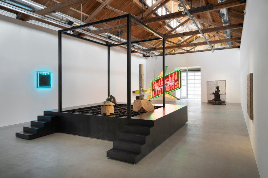 Installation view of Theaster Gates: Every Square Needs a Circle, 2019, Gray Warehouse, Chicago.