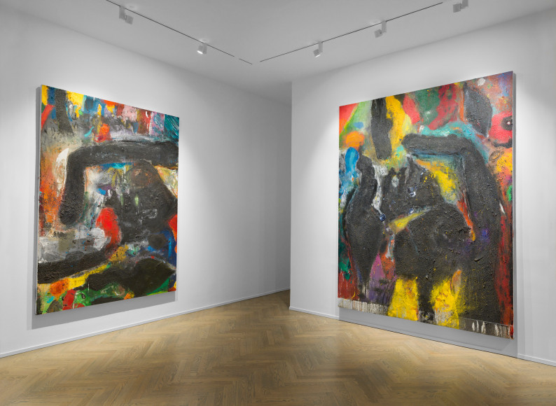 Installation view, Jim Dine: The Black Paintings, 2018. Richard Gray Gallery, New York.