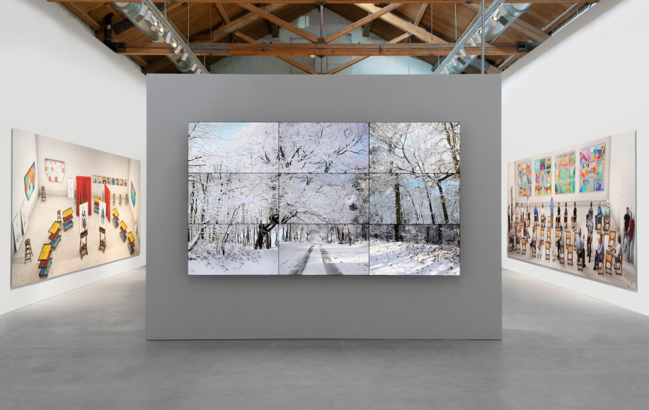 Installation view of David Hockney: Time and More, Space and More... 