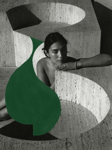 Abrielle (Mono), 2018, Painted Silver Gelatin Photograph
