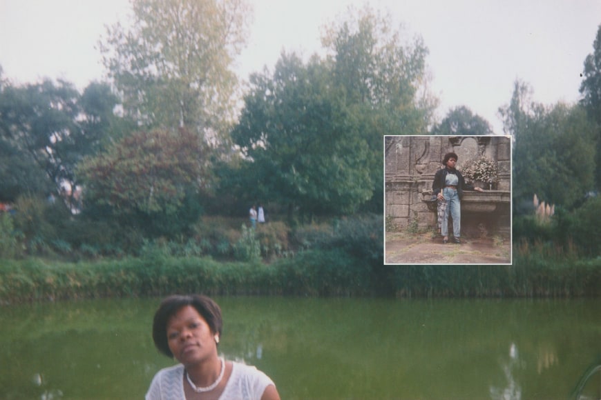 Maria Abranches, A collage showing two old photographs of Ana Maria Jeremias during her leisure time, which happens less and less, and is something she only finds time to enjoy during the holidays.