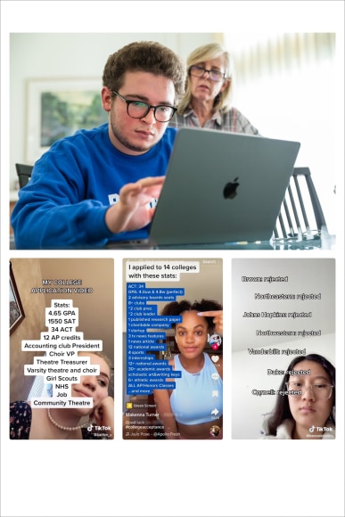College Applications Jonathan, 17, reads a college rejection email with his mom. Despite straight A's and impressive extracurriculars, he was rejected by all 18 colleges he applied to. He eventually was accepted to UC Santa Barbara off the waitlist. On social media, seniors share their achievements and disappointments, prompting endless comparison, 2025