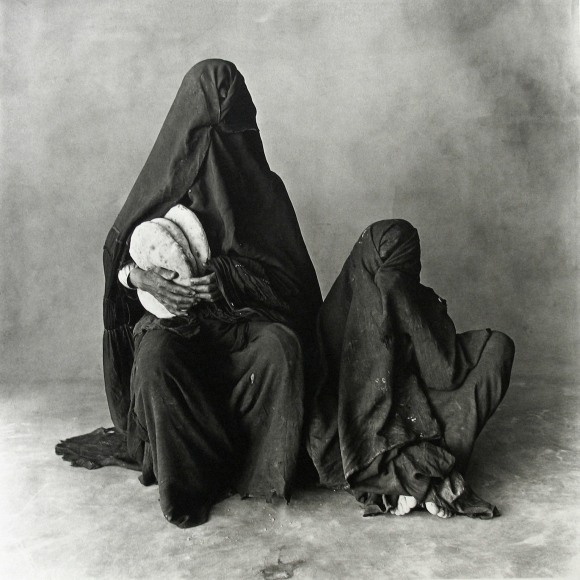 Two Women in Black with Bread, Morocco, 1971, Platinum Palladium Photograph, Ed. of 21