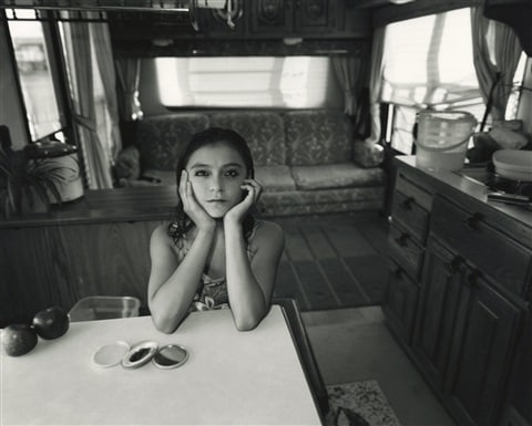 Child Acrobat in Her Circus tgrailer, Oaxaca, Mexico, 2008, Silver Gelatin Photograph
