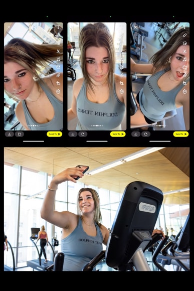 Workout Selfie Sydney, 18, takes selfies at the campus gym, University of Arizona, 2025