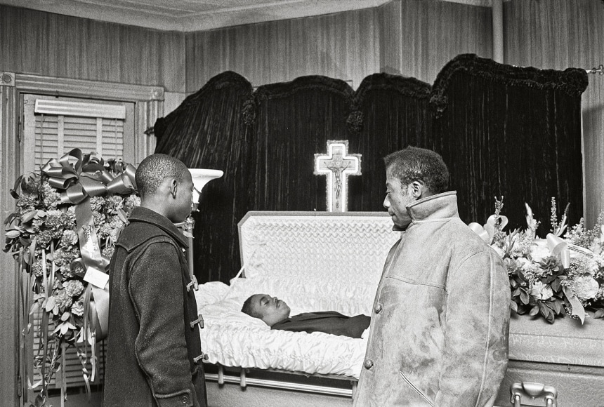 James Baldwin and His Nephew at a Funeral, Harlem, 1963, 16 x 20 Inches, Silver Gelatin Photograph, Edition of 25