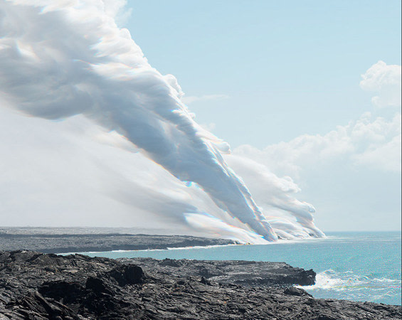 Stephen Johnson Volcanic Steam and Pacific Ocean, Volcanoes National Park, Hawaii, 1996
