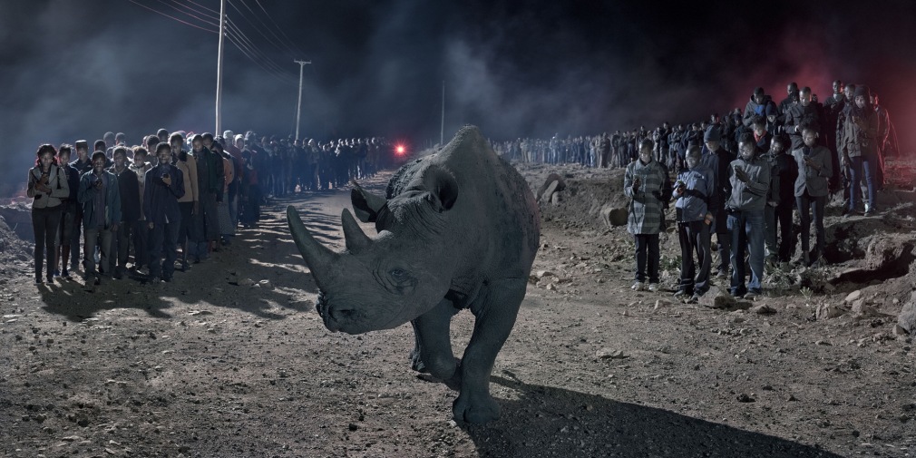 River of People with Blind Rhino, 2018, Archival Pigment Print
