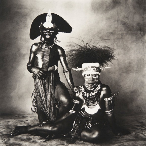 New Guinea Man and Sitting Woman, New Guinea, 1970, Platinum Palladium Photograph, Ed. of 8