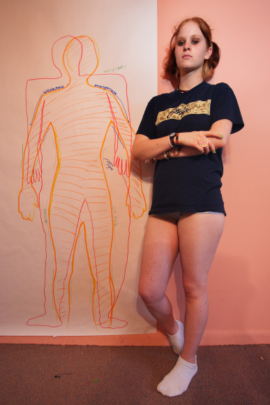 Brittany Next to Body Tracing in Art Therapy, Coconut Creek Florida, 2004, Archival Pigment Print