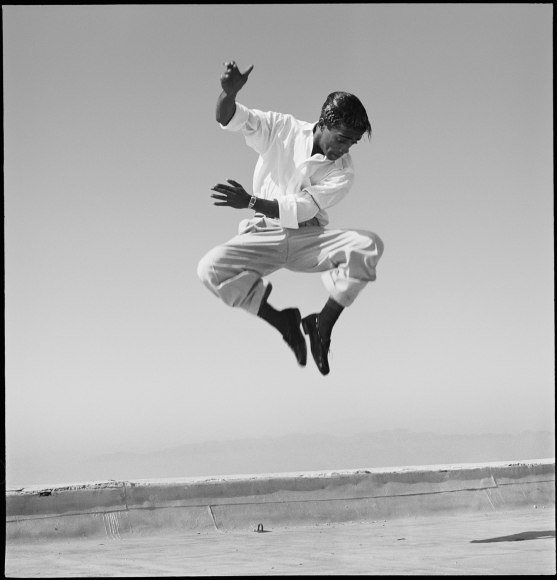 Sammy Davis Jr. Dancing on a Hollywood Rooftop (Jumping, Feet Together) 1947, Signed, stamped, titled, dated verso