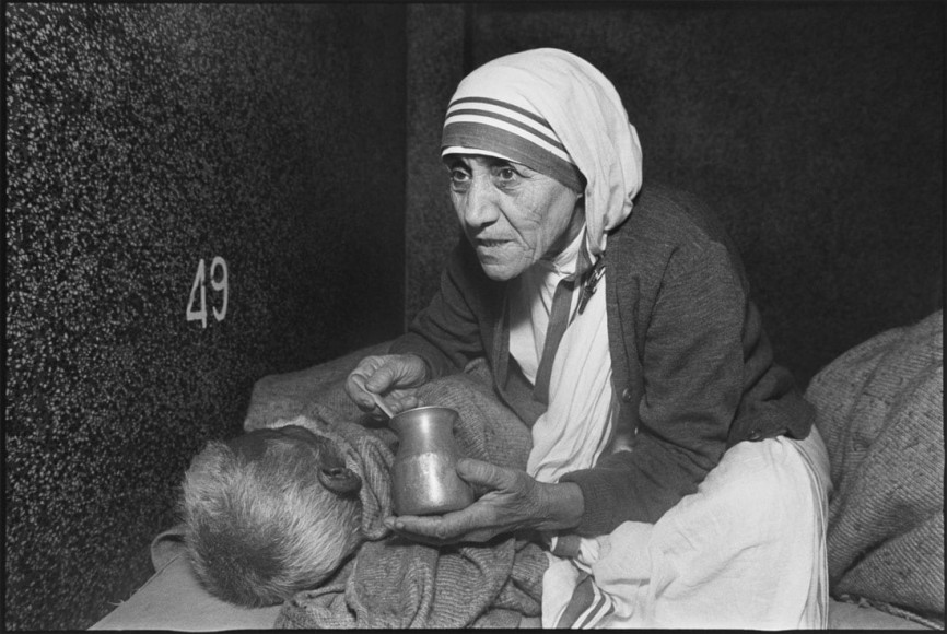 Mother Teresa at the Home for the Dying, Mother Teresa's Missions of Charity, Calcutta, India, 1980, Silver Gelatin Photograph