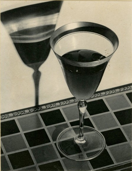 Wine Glass on Checker Board, 1922, Vintage Platinum Photograph