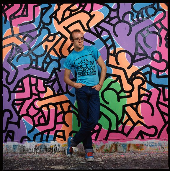 Keith Haring Standing in front of Painting #2, NYC, 1985, 20 x 16&nbsp;inches - Archival Pigment Print - Edition of 50