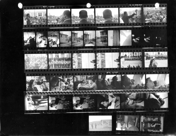 Stephen Somerstein Dr. Martin Luther King, Jr. speaking to 25,000 civil rights marchers at end of Selma to Montgomery, Alabama march, March 25 (Contact Sheet), 1965    