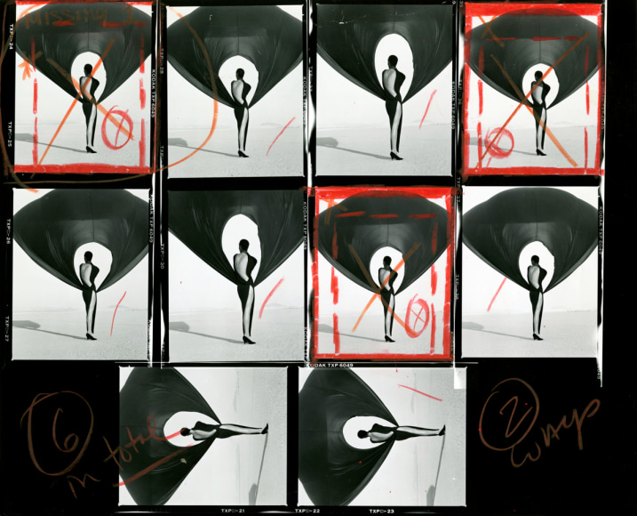 Herb Ritts Versace Dress, Back View, El Mirage (Contact Sheet), 1990    