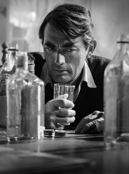 Gregory Peck as F. Scott Fitzgerald drinks heavily on the set of "Beloved Infidel", 1959, Archival Pigment Print
