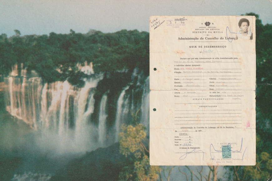 Maria Abranches, A collage displaying the arrival document of 9-year-old Ana Maria Jeremias in Portugal in 1975.