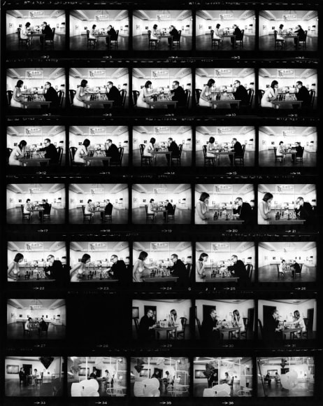 Julian Wasser Marcel Duchamp Playing Chess with a Nude Eve Babitz (Contact Sheet), 1963    