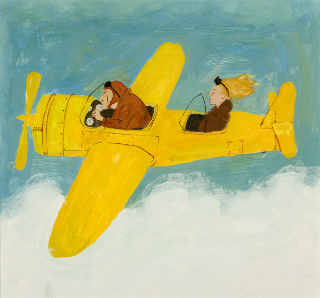 HONOR&Eacute; SHARRER (1920&ndash;2009), &quot;I Get No Kick in a Plane&hellip;&quot; Opaque paint on heavy paper, 14 x13 in.