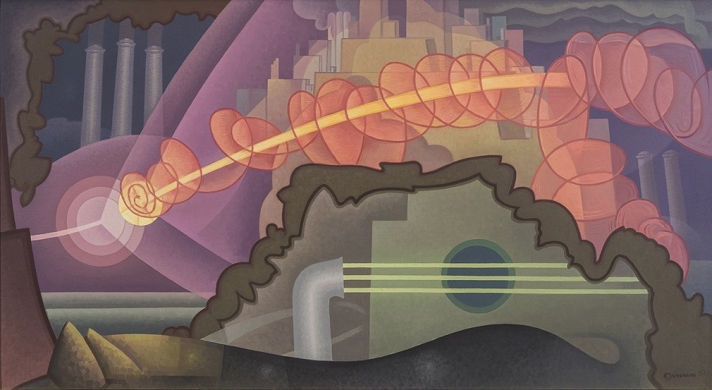 Raymond Jonson (1891-1982), City Forces, 1932, Oil on canvas, 37 1/4 x 68 1/4 in.