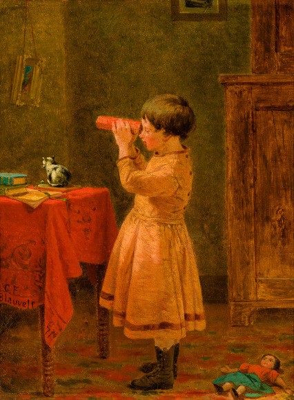 CHARLES FELIX BLAUVELT (1824–1900), "Child with Kaleidoscope," 1871. Oil on canvas, 12 1/16 x 9 3/16 in.