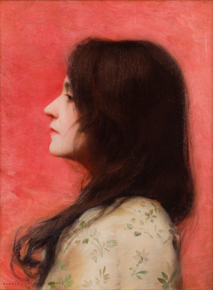 CHARLES SPRAGUE PEARCE (1851&ndash;1914), &quot;Woman in Profile with Black Hair (The Artist&rsquo;s Wife),&quot; 1880s. Oil on canvas, 13 7/8 x 10 3/4 in.