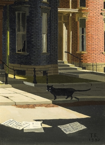 THOMAS FRANSIOLI (1906–1997) "King George Dies," 1959. Oil on canvas, 8 1/4 x 6 1/4 in.