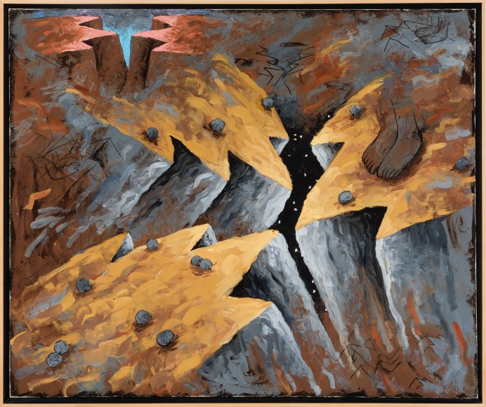 Louisa Chase (1951&ndash;2016), &quot;Crevice,&quot; 1982. Oil on canvas, 60 x 72 in. (detail).