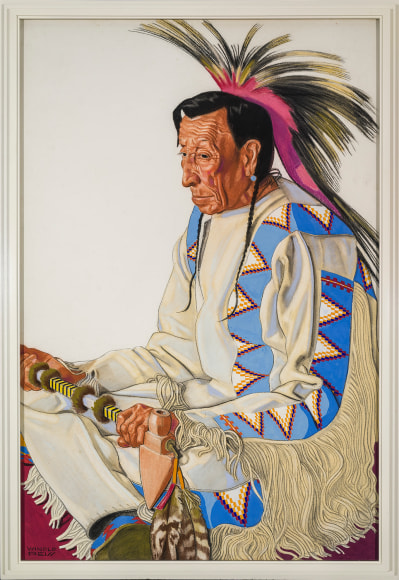 WINOLD REISS (1886&ndash;1953), &quot;Spider Bonnet.&quot; Pastel on Whatman board, 39 1/8 x 26 in. Showing painted stepped frame.