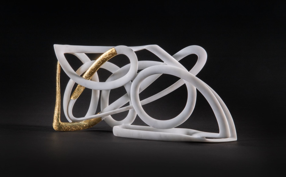 Elizabeth Turk (b. 1961), Passage 1, 2014-22, Marble and gold leaf, 6 x 12 x 2 in.