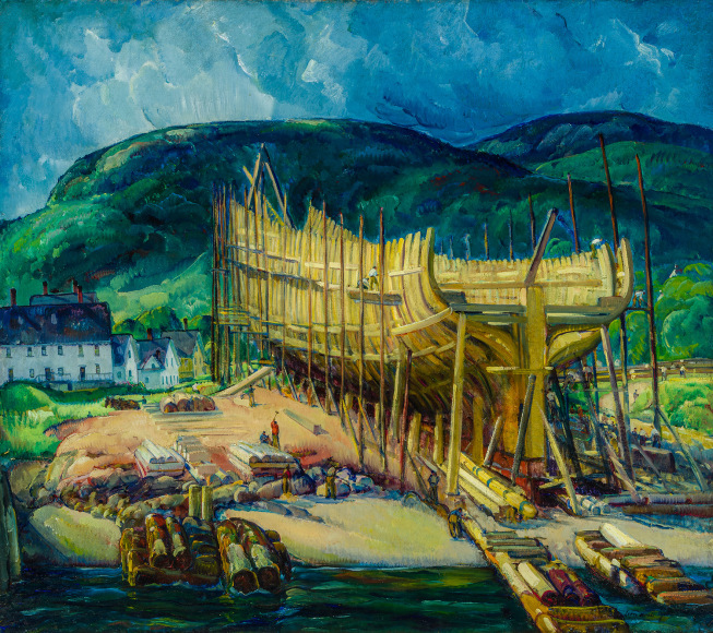 ABRAHAM LEON KROLL (1884&ndash;1974), &quot;Building the Ship,&quot; 1916. Oil on canvas, 46 x 52 in.
