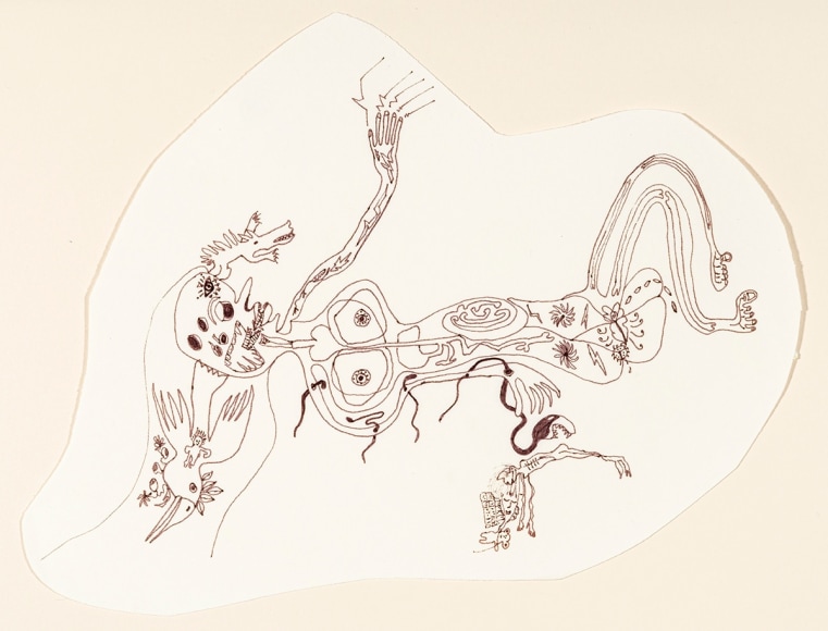 a fantastical drawing of a figure by self-taught artist Jeanne Brousseau