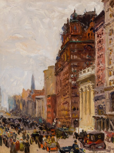 COLIN CAMPBELL COOPER (1856&ndash;1937), &quot;Waldorf-Astoria,&quot; about 1908. Oil on board, 14 x 10 3/4 in.