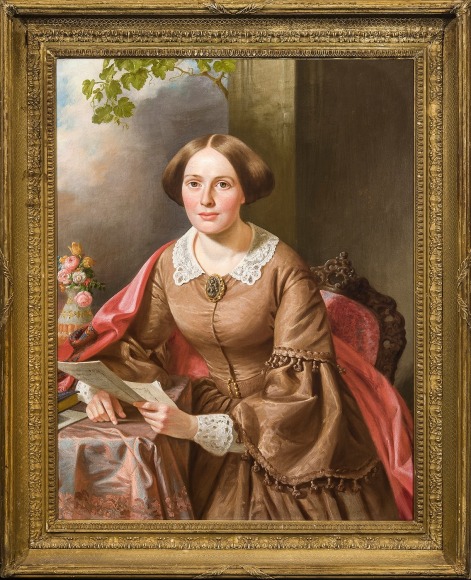 JOHN F. FRANCIS (1808–1886), "Portrait of Mrs. Levi Oberholtzer," 1859. Oil on canvas, 36 5/16 x 29 1/4 in. (detail).