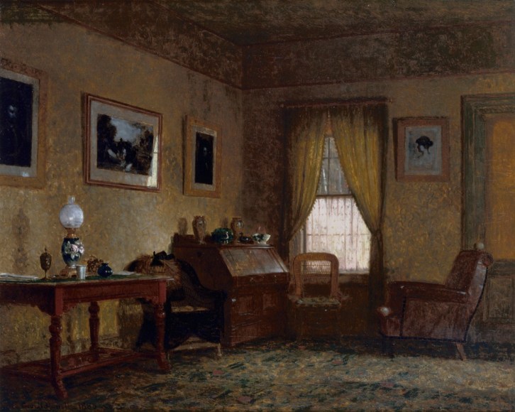 GEORGE HENRY YEWELL (1830–1923), "General Grant’s Parlor, Drexel Cottage, Mount McGregor, New York," 1885. Oil on canvas, 15 x 19 in.